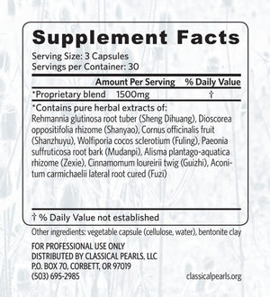 Jingui Shenqi Wan - Kidney Qi Pills from the Golden Cabinet - Supplement Facts - Classical Pearls